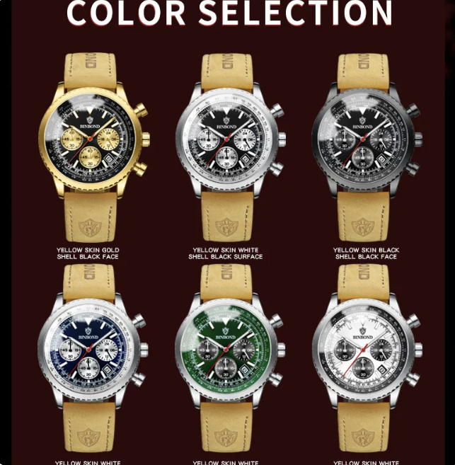 Men's Ultra-Thin Leather Strap Multifunctional Luminous Watch